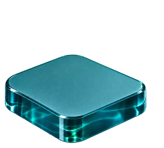 A single deep teal glass slab